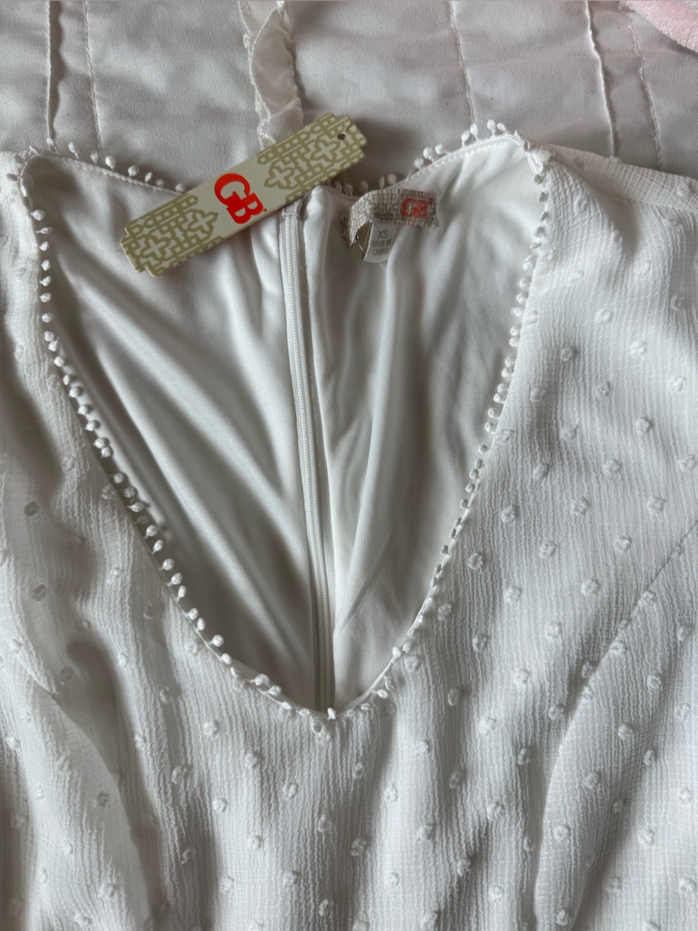 Gianni Bini White Swiss Dot Lace Tiered Long-Sleeve Dress new with tags - Picture 10 of 11